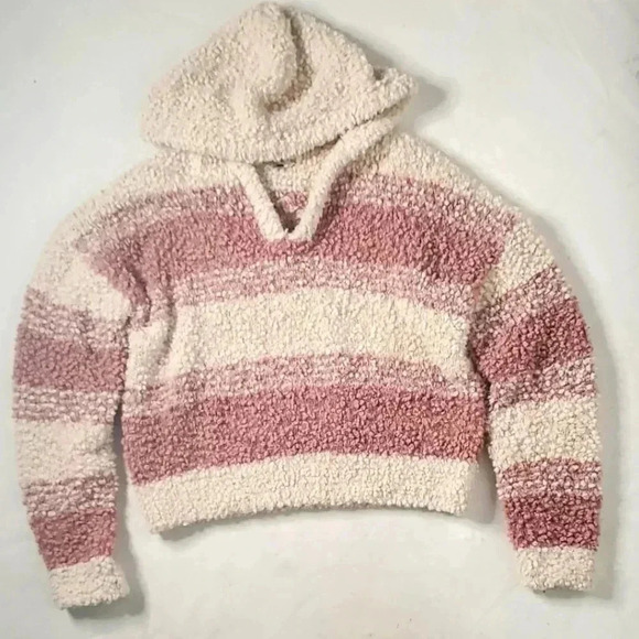 Hippie rose Knitted Fluffy Hooded Cropped Pullover Sweater Sz Small NWOT - Picture 1 of 9